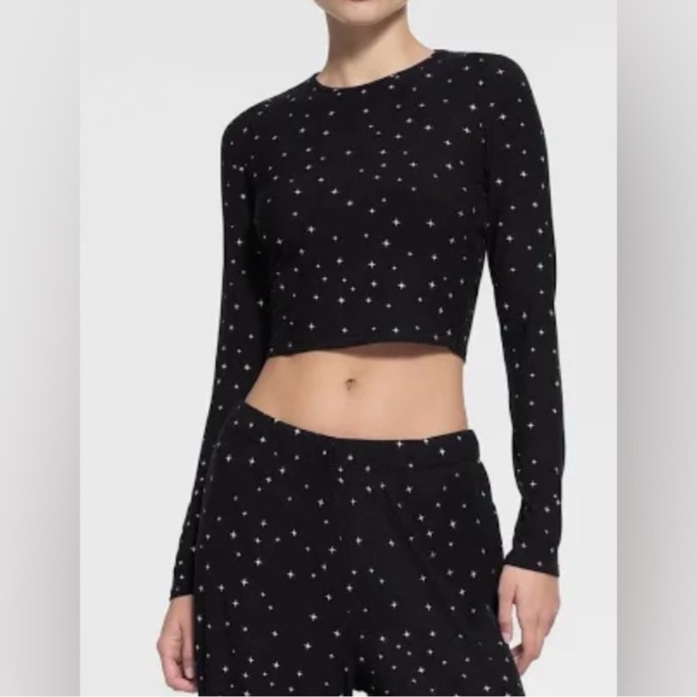NWT RARE SKIMS SOFT LOUNGE LONG SLEEVE ONYX SPARKLE TOP | LARGE